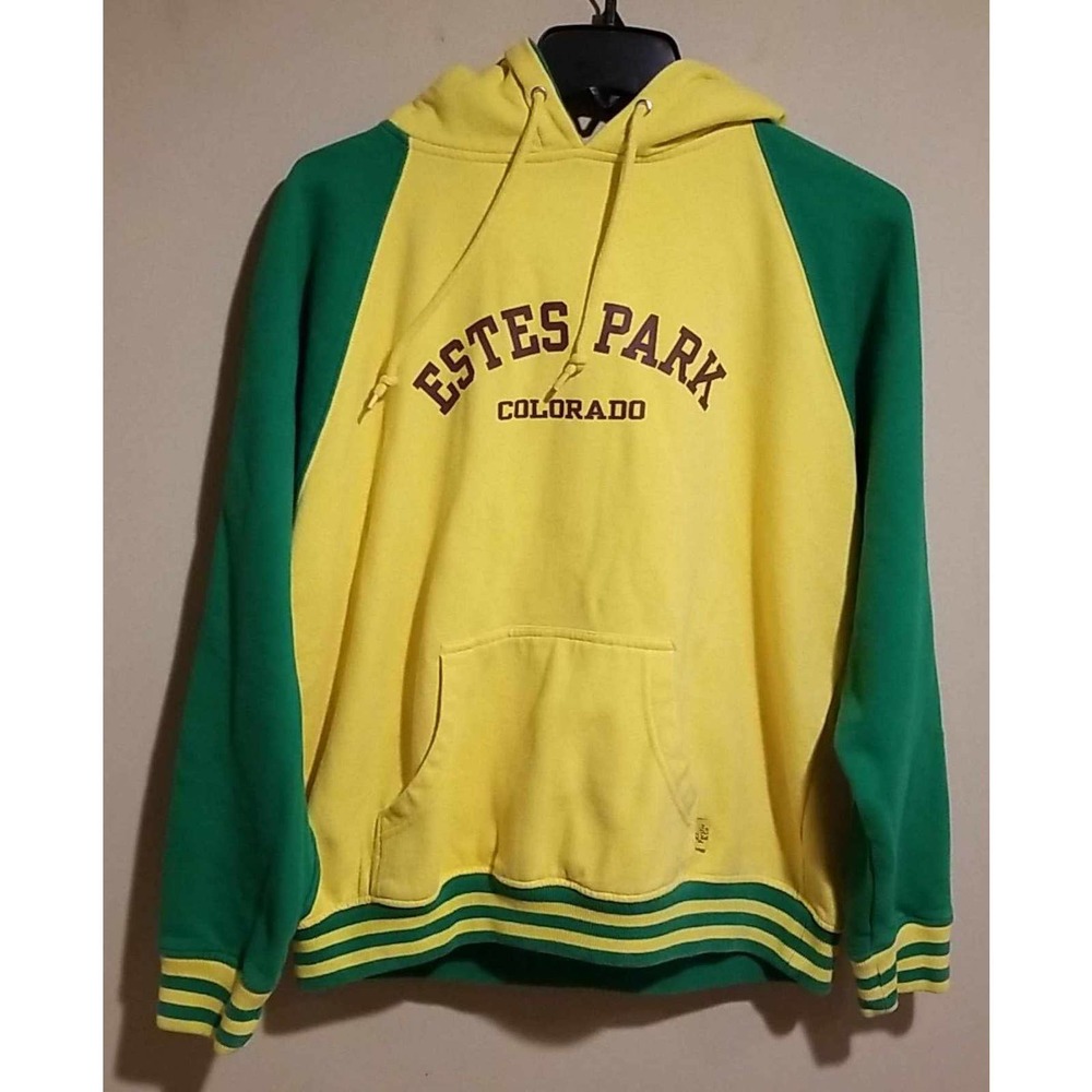 Pacific & Co Bright Yellow and Green Estes Park Colorado Hoodie Men's Size